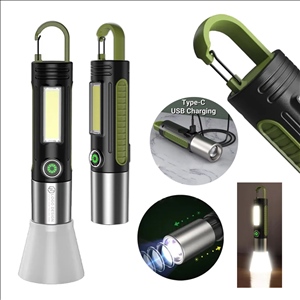 Mini TC Charging Side Lighting Flashlight with Carabiner
